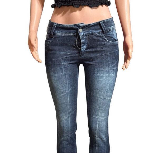 Women's Mid-rise dark blue distress denim skinny ankle jeans S - Picture 6 of 7